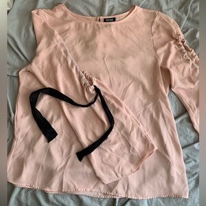ANA Pink Long Sleeve Blouse Open Tie Sleeve Flowy Blouse